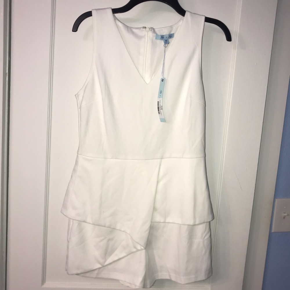 White asymmetrical romper